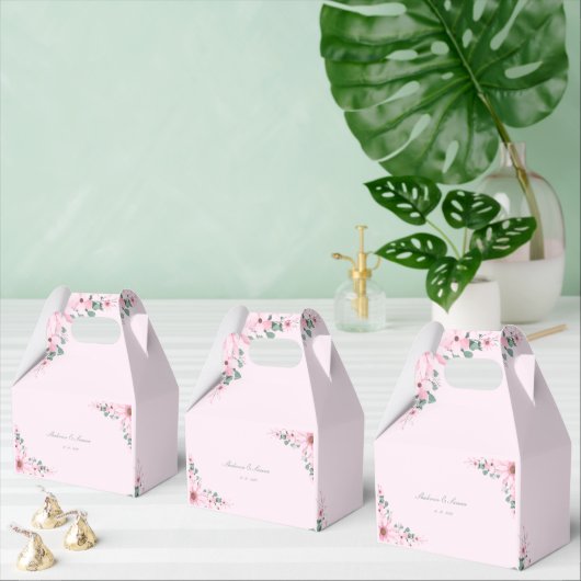 Pink floral wedding Favor boxes customizable  Bedankdoosjes (Meervoudige)