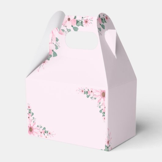 Pink floral wedding Favor boxes customizable  Bedankdoosjes (Achterkant)