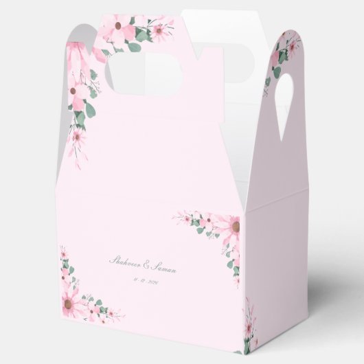 Pink floral wedding Favor boxes customizable  Bedankdoosjes (Geopend)