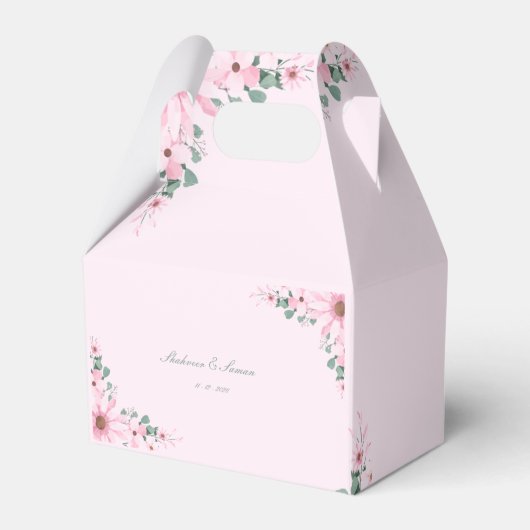 Pink floral wedding Favor boxes customizable  Bedankdoosjes (Voorkant Zijde)
