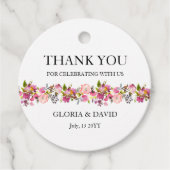 Pink Floral Wedding Favor Labels (Voorkant)
