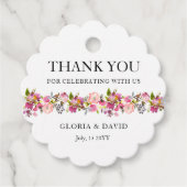Pink Floral Wedding Favor Labels (Voorkant)