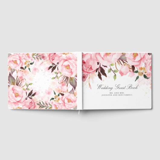 Pink Floral Wedding Gastenboek (Volledig)