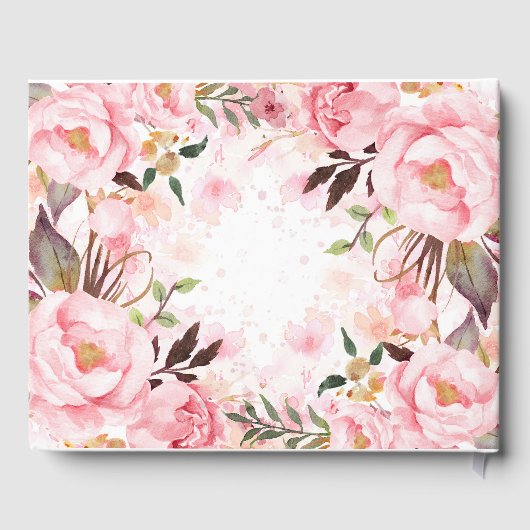 Pink Floral Wedding Gastenboek (Achterkant)