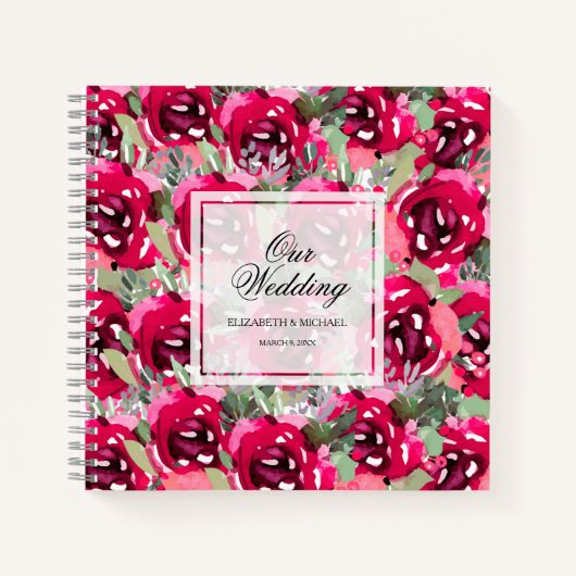 Pink Floral Wedding Guest Book Notitieboek (Voorkant)