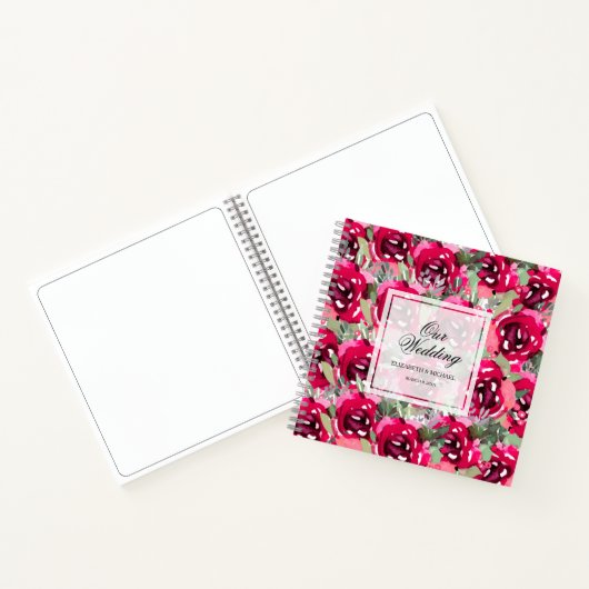 Pink Floral Wedding Guest Book Notitieboek (Binnen)