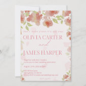 Pink Floral Wedding Invitation – Elegant Rustic Kaart (Voorkant)