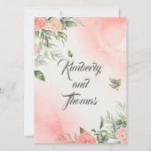 Pink Floral Wedding Invitation - Elegant Save The Date (Achterkant)
