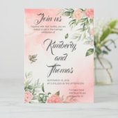 Pink Floral Wedding Invitation - Elegant Save The Date (Staand voorkant)