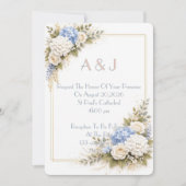 Pink floral wedding invitation kaart (Voorkant)