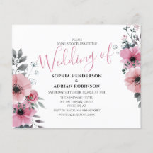 Pink Floral Wedding Invitations
