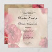 Pink Floral Wedding Invitations Kaart (Voorkant / Achterkant)