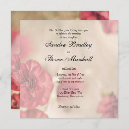 Pink Floral Wedding Invitations Kaart