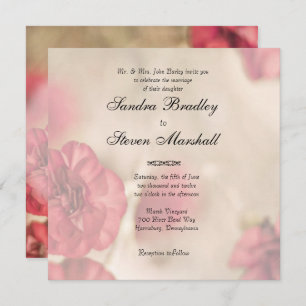 Pink Floral Wedding Invitations Kaart