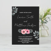 Pink Floral Wedding Invitations Kaart (Staand voorkant)