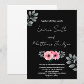 Pink Floral Wedding Invitations Kaart (Voorkant / Achterkant)