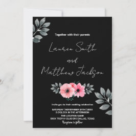 Pink Floral Wedding Invitations Kaart
