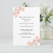 Pink Floral Wedding Invitations Kaart (Staand voorkant)