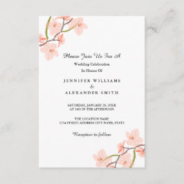 Pink Floral Wedding Invitations Kaart