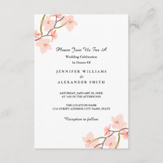 Pink Floral Wedding Invitations Kaart