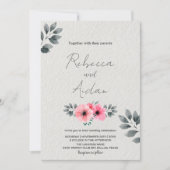 Pink Floral Wedding Invitations Kaart (Voorkant)