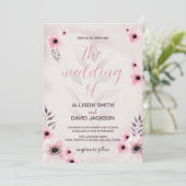 Pink Floral Wedding Invitations Kaart (Staand voorkant)