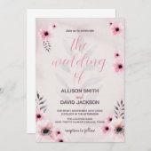 Pink Floral Wedding Invitations Kaart (Voorkant / Achterkant)