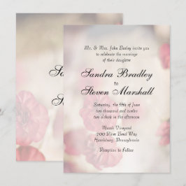 Pink Floral Wedding Invitations Kaart