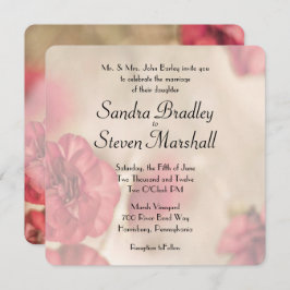 Pink Floral Wedding Invitations Kaart
