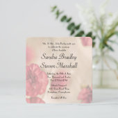 Pink Floral Wedding Invitations Kaart (Staand voorkant)