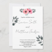 Pink Floral Wedding Invitations Kaart (Voorkant)