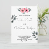 Pink Floral Wedding Invitations Kaart (Staand voorkant)