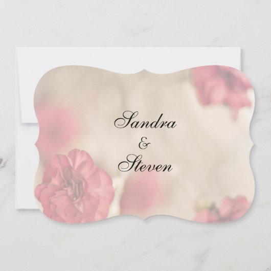 Pink Floral Wedding Invitations Kaart (Achterkant)