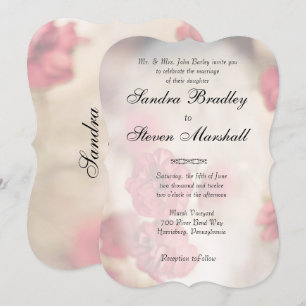 Pink Floral Wedding Invitations Kaart