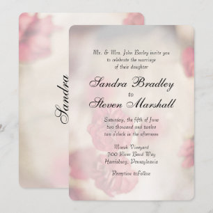 Pink Floral Wedding Invitations Kaart