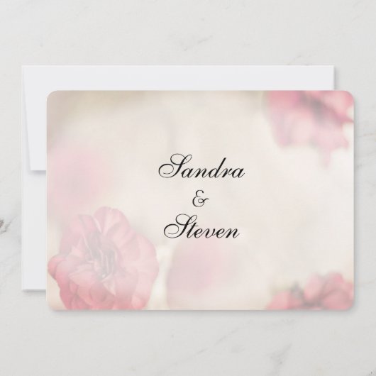 Pink Floral Wedding Invitations Kaart (Achterkant)