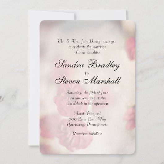 Pink Floral Wedding Invitations Kaart (Voorkant)