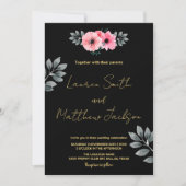 Pink Floral Wedding Invitations Kaart (Voorkant)