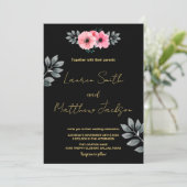 Pink Floral Wedding Invitations Kaart (Staand voorkant)