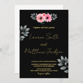 Pink Floral Wedding Invitations Kaart (Voorkant / Achterkant)