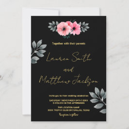 Pink Floral Wedding Invitations Kaart