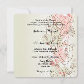 Pink Floral Wedding Kaart (Voorkant)