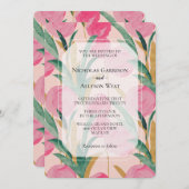 Pink Floral Wedding Kaart (Voorkant / Achterkant)