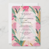 Pink Floral Wedding Kaart (Voorkant)
