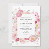 Pink Floral Wedding Kaart (Voorkant)