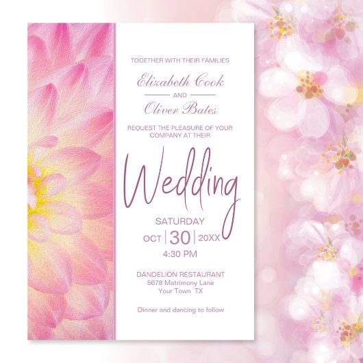 Pink Floral Wedding Kaart