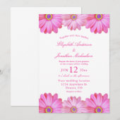 Pink Floral Wedding Kaart (Voorkant / Achterkant)