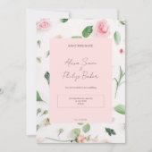Pink Floral Wedding Kaart (Voorkant)