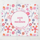 Pink Floral Wedding Likeurfles Etiket (Enkel label)