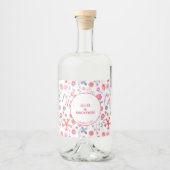 Pink Floral Wedding Likeurfles Etiket (Voorkant)